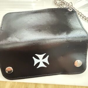 Black Leather Wallet w/ Chain